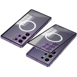 For Samsung Galaxy S24 Ultra 5G Snap Buckle Metal Frame Frosted MagSafe Phone Case(Purple)