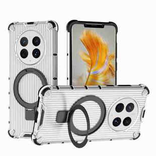 For Huawei Mate 50 Pro Grating Holder Shockproof Phone Case(Transparent)