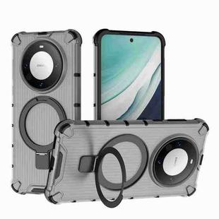 For Huawei Mate 60 Grating Holder Shockproof Phone Case(Transparent Black)