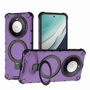 For Huawei Mate 60 Grating Holder Shockproof Phone Case(Purple)