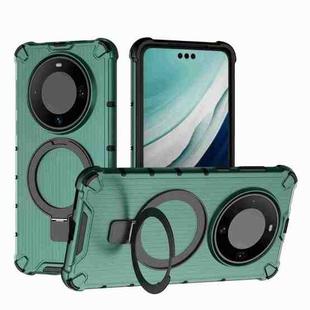 For Huawei Mate 60 Pro Grating Holder Shockproof Phone Case(Green)