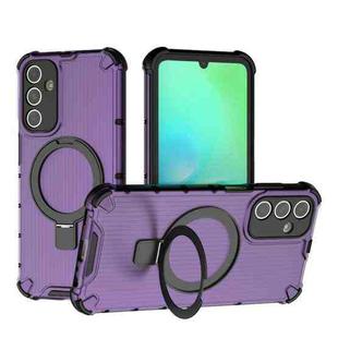 For Samsung Galaxy A15 Grating Holder Shockproof Phone Case(Purple)