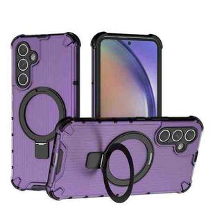 For Samsung Galaxy A54 5G Grating Holder Shockproof Phone Case(Purple)