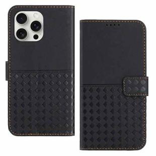 For iPhone 15 Pro Max Woven Embossed RFID Blocking Leather Phone Case(Black)