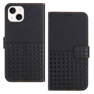 For iPhone 14 Woven Embossed RFID Blocking Leather Phone Case(Black)