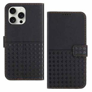 For iPhone 14 Pro Max Woven Embossed RFID Blocking Leather Phone Case(Black)