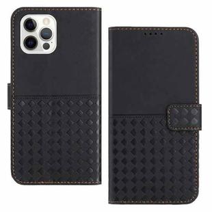 For iPhone 12 / 12 Pro Woven Embossed RFID Blocking Leather Phone Case(Black)