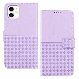For iPhone 12 mini Woven Embossed RFID Blocking Leather Phone Case(Purple)