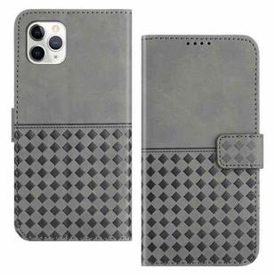 For iPhone 11 Pro Max Woven Embossed RFID Blocking Leather Phone Case(Grey)