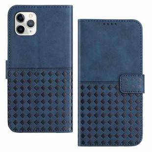 For iPhone 11 Pro Max Woven Embossed RFID Blocking Leather Phone Case(Blue)