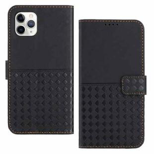 For iPhone 11 Pro Max Woven Embossed RFID Blocking Leather Phone Case(Black)