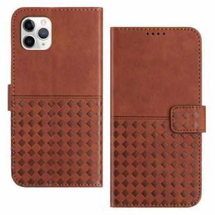 For iPhone 11 Pro Woven Embossed RFID Blocking Leather Phone Case(Brown)