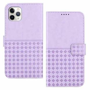 For iPhone 11 Pro Woven Embossed RFID Blocking Leather Phone Case(Purple)