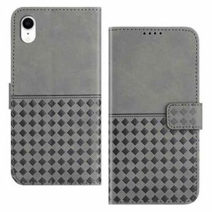 For iPhone XR Woven Embossed RFID Blocking Leather Phone Case(Grey)