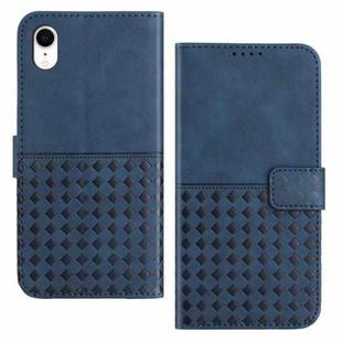 For iPhone XR Woven Embossed RFID Blocking Leather Phone Case(Blue)
