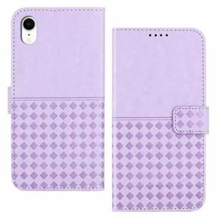 For iPhone XR Woven Embossed RFID Blocking Leather Phone Case(Purple)