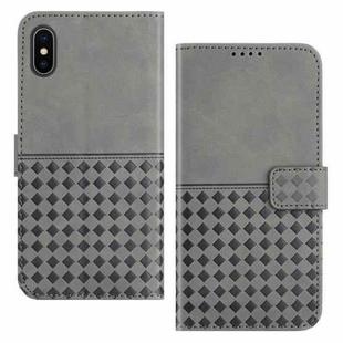 For iPhone XS Max Woven Embossed RFID Blocking Leather Phone Case(Grey)