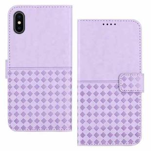 For iPhone XS Max Woven Embossed RFID Blocking Leather Phone Case(Purple)