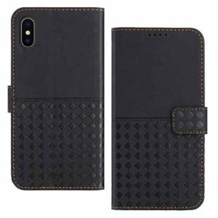 For iPhone XS Max Woven Embossed RFID Blocking Leather Phone Case(Black)