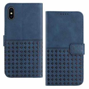 For iPhone X / XS Woven Embossed RFID Blocking Leather Phone Case(Blue)