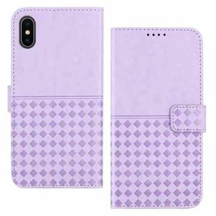 For iPhone X / XS Woven Embossed RFID Blocking Leather Phone Case(Purple)