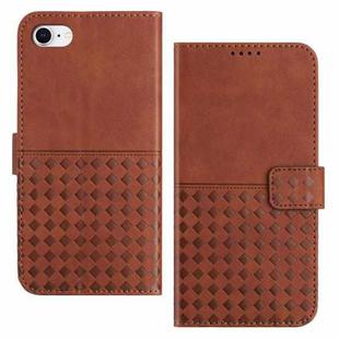 For iPhone SE 2022 / 7 / 8 Woven Embossed RFID Blocking Leather Phone Case(Brown)