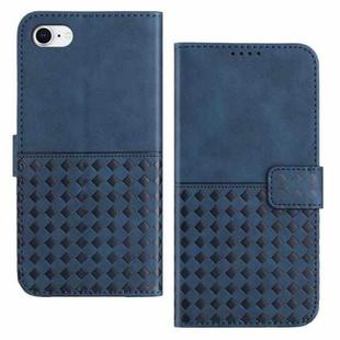 For iPhone SE 2022 / 7 / 8 Woven Embossed RFID Blocking Leather Phone Case(Blue)