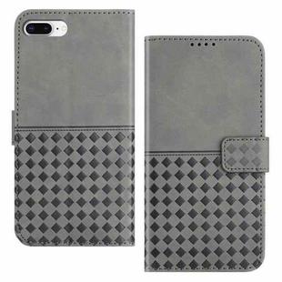 For iPhone 7 Plus / 8 Plus Woven Embossed RFID Blocking Leather Phone Case(Grey)
