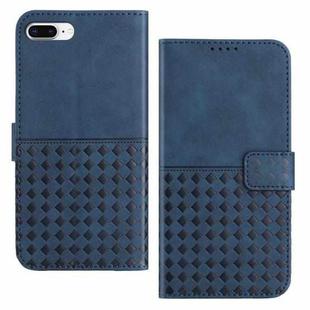 For iPhone 7 Plus / 8 Plus Woven Embossed RFID Blocking Leather Phone Case(Blue)