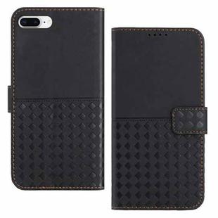 For iPhone 7 Plus / 8 Plus Woven Embossed RFID Blocking Leather Phone Case(Black)