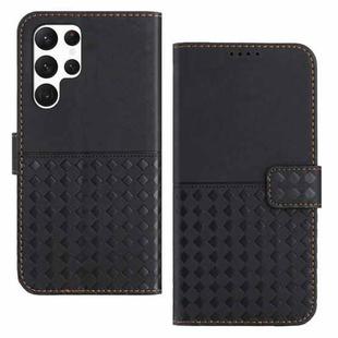 For Samsung Galaxy S24 Ultra 5G Woven Embossed RFID Blocking Leather Phone Case(Black)