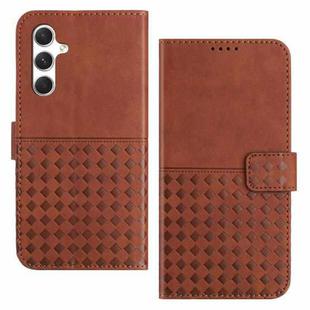 For Samsung Galaxy S24 5G Woven Embossed RFID Blocking Leather Phone Case(Brown)