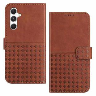 For Samsung Galaxy A15 Woven Embossed RFID Blocking Leather Phone Case(Brown)