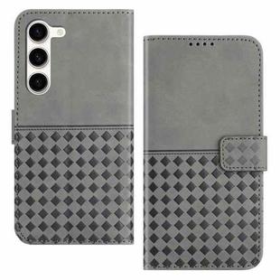 For Samsung Galaxy S23+ 5G Woven Embossed RFID Blocking Leather Phone Case(Grey)