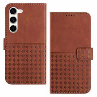 For Samsung Galaxy S23 5G Woven Embossed RFID Blocking Leather Phone Case(Brown)