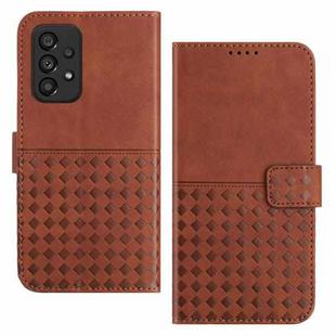 For Samsung Galaxy A33 Woven Embossed RFID Blocking Leather Phone Case(Brown)