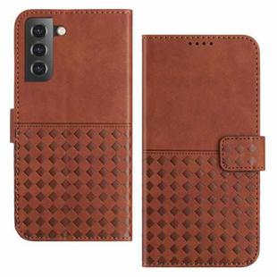 For Samsung Galaxy S22 5G Woven Embossed RFID Blocking Leather Phone Case(Brown)