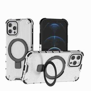 For iPhone 12 Pro Grating Holder Shockproof Phone Case(Transparent)