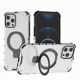 For iPhone 12 Pro Max Grating Holder Shockproof Phone Case(Transparent)