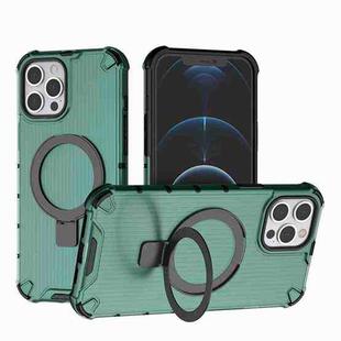 For iPhone 12 Pro Max Grating Holder Shockproof Phone Case(Green)