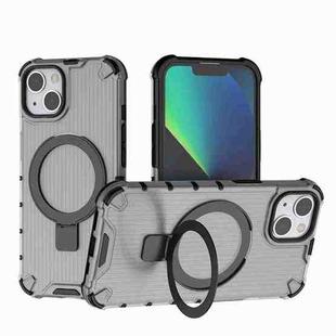 For iPhone 13 Grating Holder Shockproof Phone Case(Transparent Black)