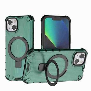 For iPhone 13 Grating Holder Shockproof Phone Case(Green)