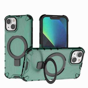 For iPhone 14 Grating Holder Shockproof Phone Case(Green)