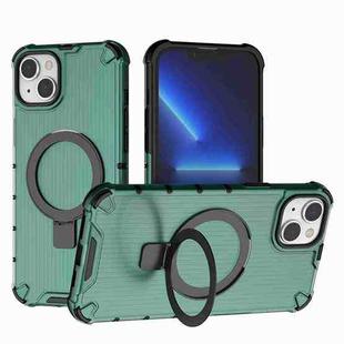 For iPhone 15 Plus / 14 Plus Grating Holder Shockproof Phone Case(Green)