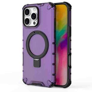 For iPhone 16 Pro Max Grating Holder Shockproof Phone Case(Purple)