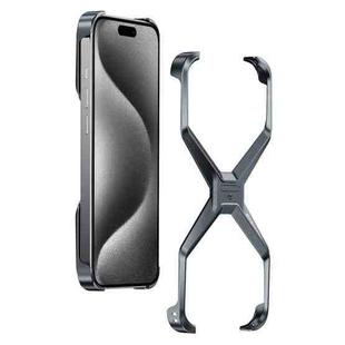 For iPhone 15 Pro Max Frameless X-shaped Metal Phone Case(Grey)