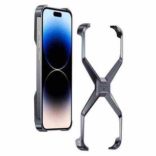 For iPhone 13 Pro / 14 Pro Frameless X-shaped Metal Phone Case(Grey)