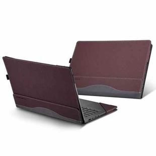 For HP Envy X360 14 inch 14-fa 2024 Leather Laptop Shockproof Protective Case(Wine Red)