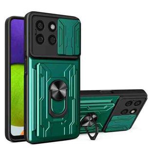 For Honor X8b Sliding Camshield TPU+PC Phone Case with Card Slot(Dark Green)