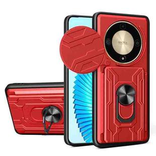 For Honor X9b Sliding Camshield TPU+PC Phone Case with Card Slot(Red)